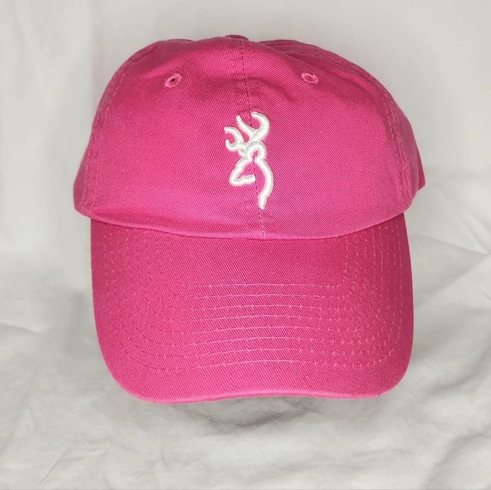 NwoT Browning Women's Hot/Bright Pink/ WhiteAdjustable Hat Embroidered Deer Logo
